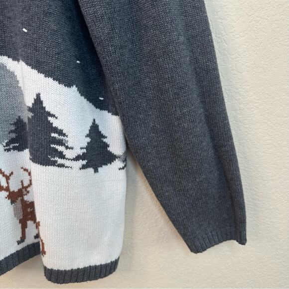 Coldwater Creek Women's Sz PL Wildlife Knit Holiday Sweater Charcoal Christmas - Picture 7 of 15